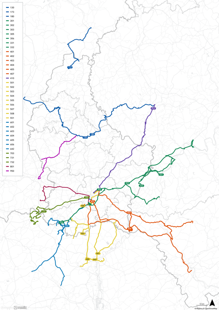 Plan du réseau RGTR transfrontalier 